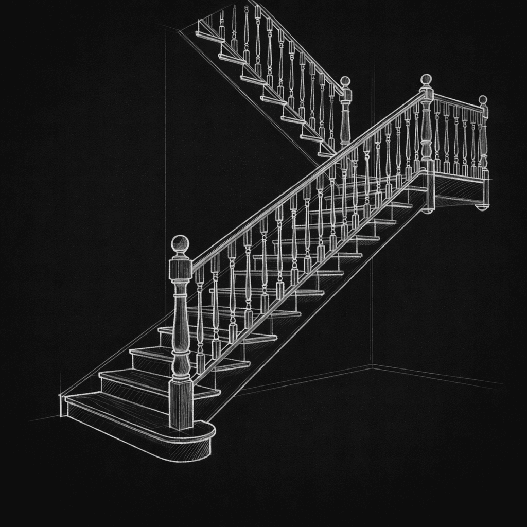 Custom wooden staircase blueprint